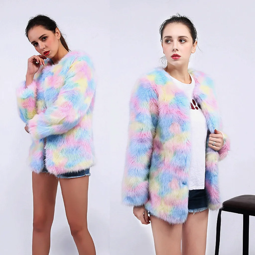 Womail теплые пальто для женщин зима 2020 новый стиль разноцветное Женское зимнее пальто из искусственного меха для женщин
