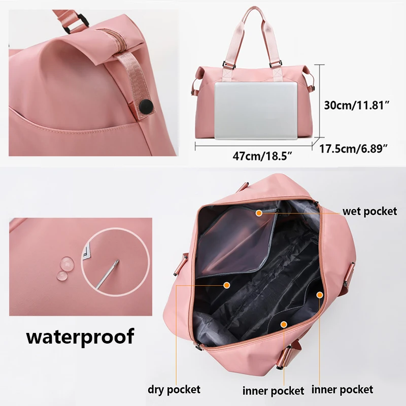 Sport Bag Nylon Yoga Gym Bag Women Men Storage Training Dry Wet Separated Waterproof Outdoor Fitness Travel Handbag