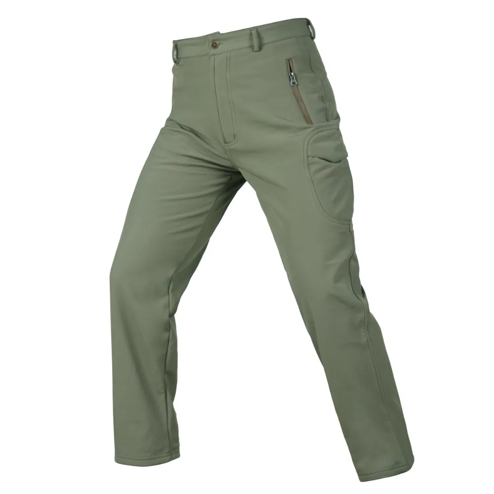 Для мужчин, Зимние флисовые, тёплые штаны Soft Shell мужчины тактический камуфляж брюки в стиле милитари Водонепроницаемый военные штаны карго армейские брюки Modis - Color: Army green