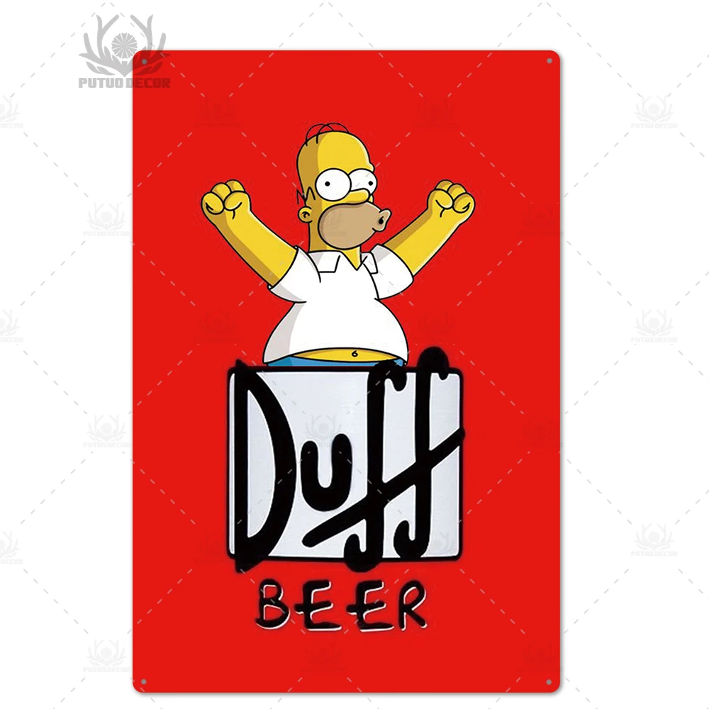 TH2137 Симпсон металлический плакат Duff пивной металлический знак Забавный знак Настенный декор для бара паба клуба человек пещера декоративная тарелка Настенный декор оловянный знак - Цвет: TH2137