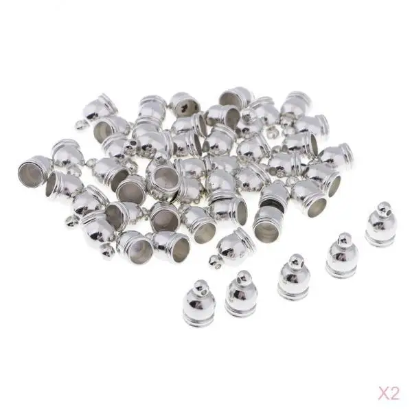 100Pcs End Cap Bead Stopper fit 6mm Leather Cord Jewellery Findings silver color
