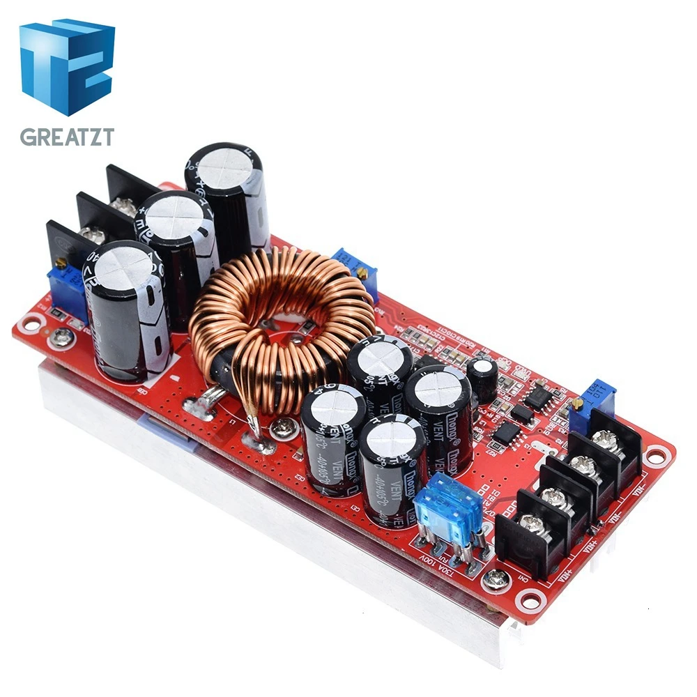 

GREATZT 1200W 20A DC Converter Boost Step-up Power Supply Module IN 8-60V OUT 12-83V