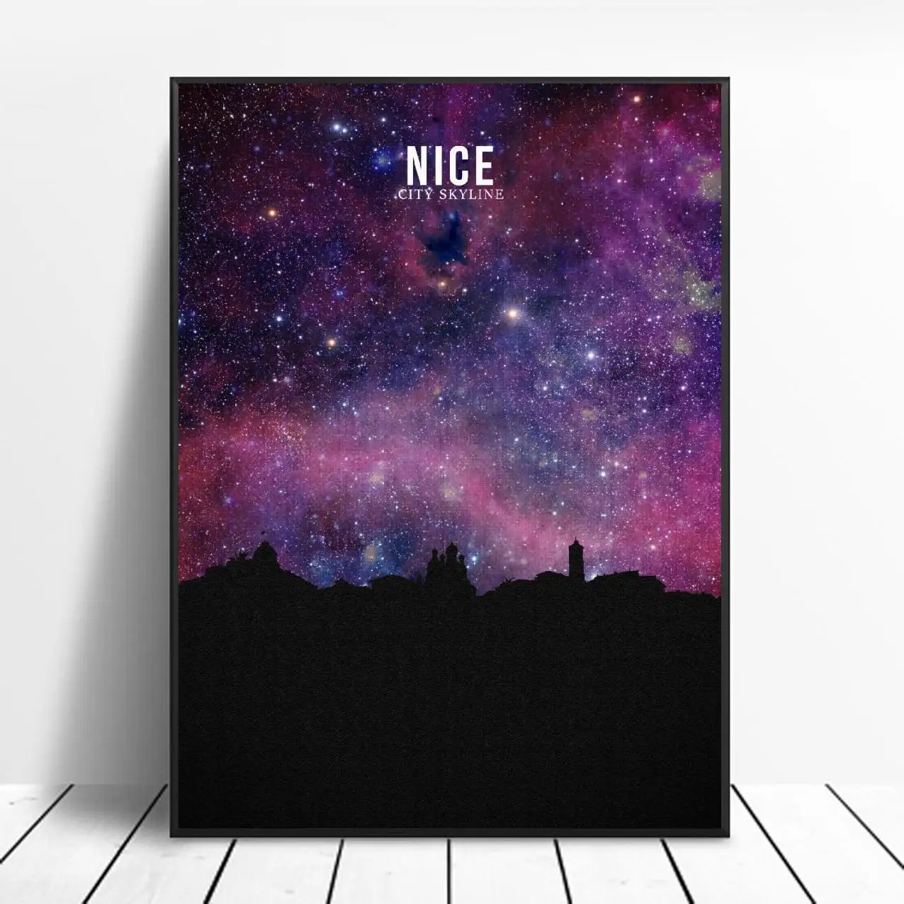 NICE Starry City Skyline Canvas Wall Art Print Modern Poster Pictures Living Room Decor | Дом и сад