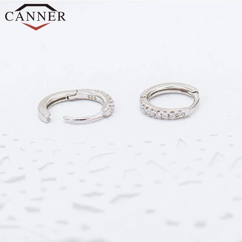 silver Корейские модные серьги женские 925 пробы серебряные круглые циркониевые золотые серебряные маленькие серьги-кольца для женщин вечерние ювелирные изделия - Окраска металла: silver