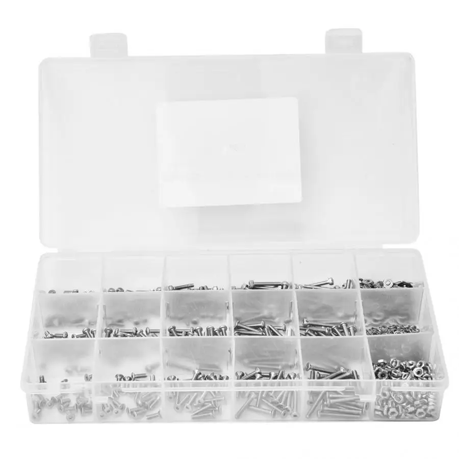 

840 Pcs Screw Kit Flat Pan Cylindrical Screw Assortment Kit with Gasket Nut bolt set