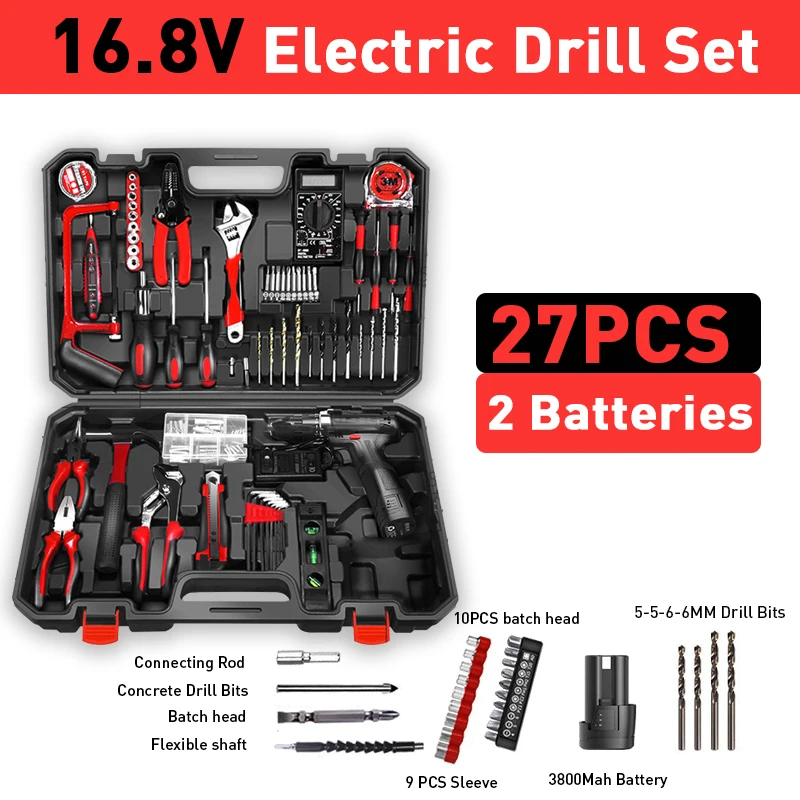 68VF Brushless Cordless Drill Complete Tool Kit Toolbox Power Electric Hand  Tool Set Mechanical Professional Work Tool Box