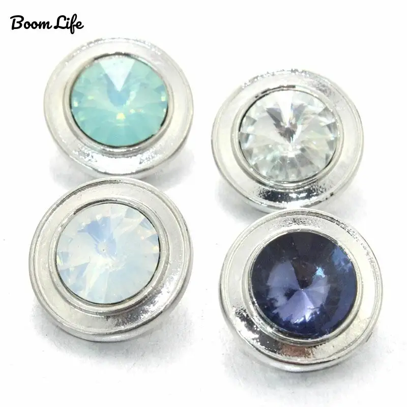 Бум жизнь 4 вида цветов Кристалл Круглый 18 мм Металлические Кнопки запястье для