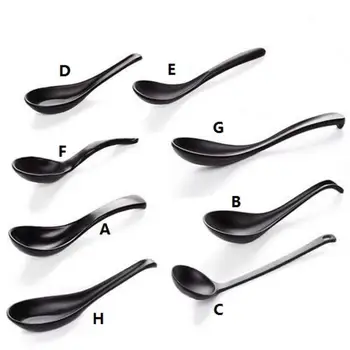 

Soup Spoon Black Matte Ladle Spoon Plastic Japanese Style Melamine Tableware Anti-Fall Tortoise Shell Shaped Spoon Kitchen Tools