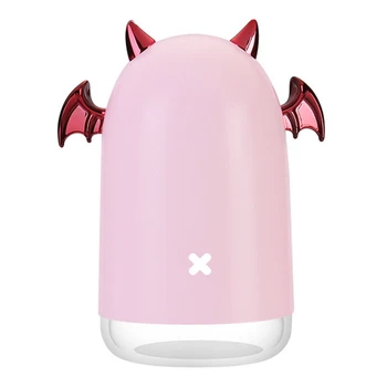 

230Ml Ultrasonic Air Humidifier Little Devil Usb Aroma Essential Oil Diffuser for Home Car Mist Maker Color Led Lamp Pink