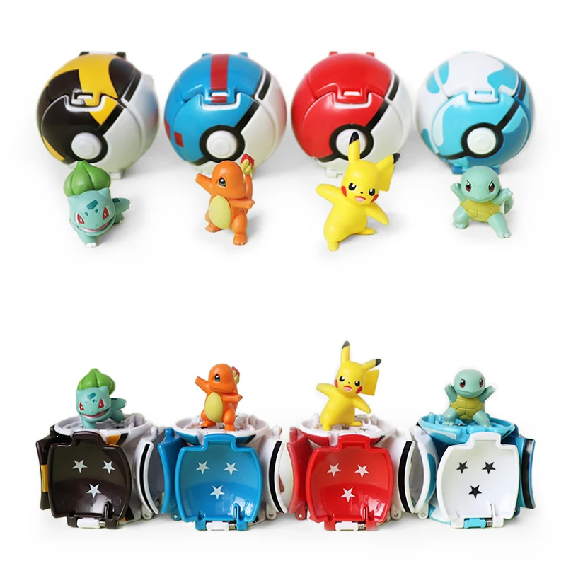 19 Styles Pokemon Dolls Anime Figure Pikachu Charmander Squirtle Bulbasaur Abra Litten Cubone Ball Pokeball kids Game Toys | Игрушки и