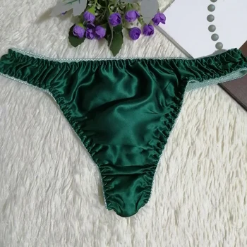 

Men Sexy Low Rise 100%Silk Briefs Knickers T-Back Seamless Breathable Underpants Men's Thong Health Silk Leggings Underwear