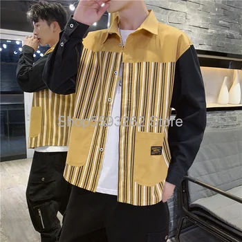 

2020 men's long sleeve shirt men's youth cotton shirt men's striped shirt men's shirt