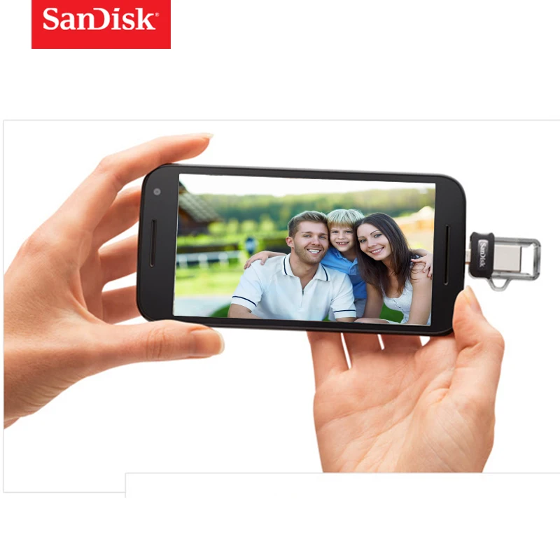 SanDisk OTG USB флэш-накопитель 32 Гб 16 Гб USB 3,0 двойной мини-накопитель 128 Гб 64 Гб флешки для ПК и Android телефонов 256 ГБ