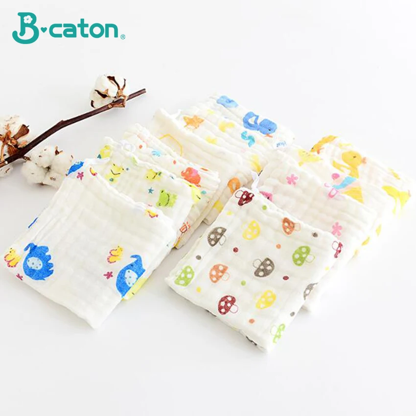 

Baby Handkerchief Baby Face Towel Baby Cartoon Bath Cotton Burp Cloth Soft Absorbent 6-Layer Gauze Kindergarten Washcloth