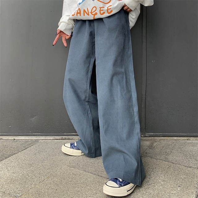 Spring Casual Trousers Unisex Spring Autumn 6-color Washed Brushed Straight Overalls Wide Leg Pants Men and Women Joggings