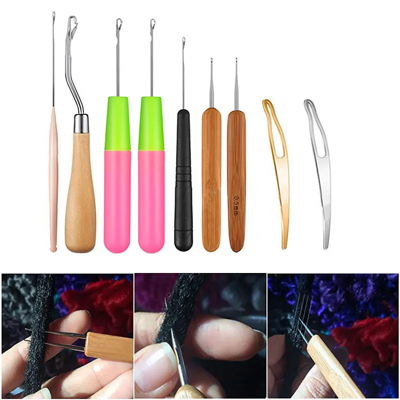 Dreadlocks Crochet 7/9/5pcs Hooks Set Hair Extensions Crochet Weaving Needles Kit for Braid