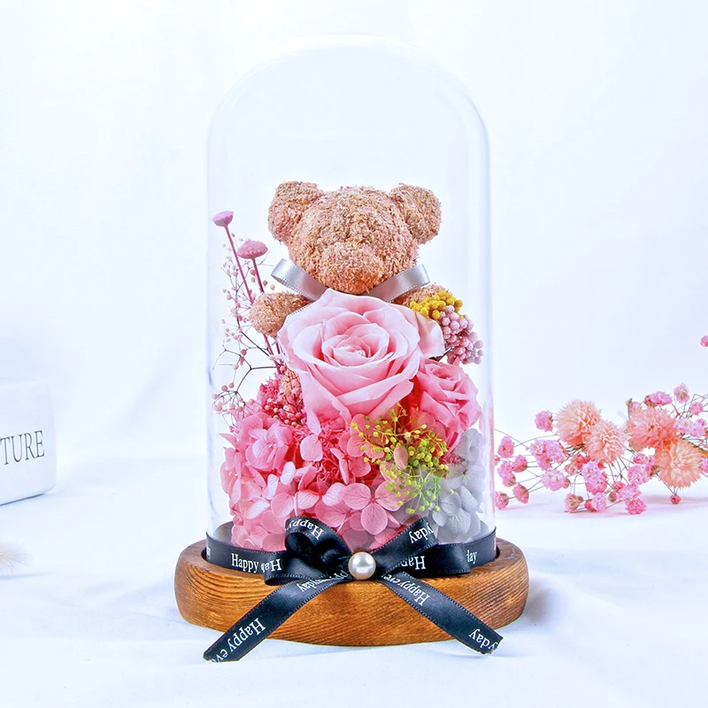 Moss Bear стеклянная крышка подарочная коробка для рождественской подруги вечный Цветок День рождения Валентина \'s День Юбилей Подарок