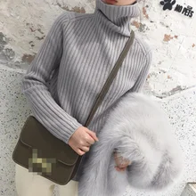 

Women's Sexy Turtleneck Plus Size Skinny Long Sleeve Pullover Sweater 2021 Fall Winter Fashion Thicken Warm Stretch Office Lady