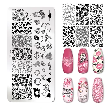 

PICT You Valentine's Day Stamping Plates Love Rose Flower Image Plate Stainless Steel Nail Design Stamp Plate DIY Stencil