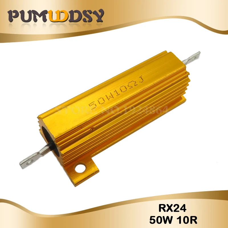RX24 50 Вт Алюминий Мощность металлический корпус проволочный резистор 0,01~ 100K 0,1 1 1,5 2 6 7 8 10 20 100 150 200 300 1-10 K 100K ohm