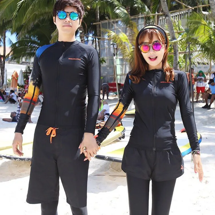 

2018 New Style Couples Long Sleeve Trousers Split Type Beach Holiday Women's Five-Piece Bathing Suit Sports Wetsuit Jellyfish Cl