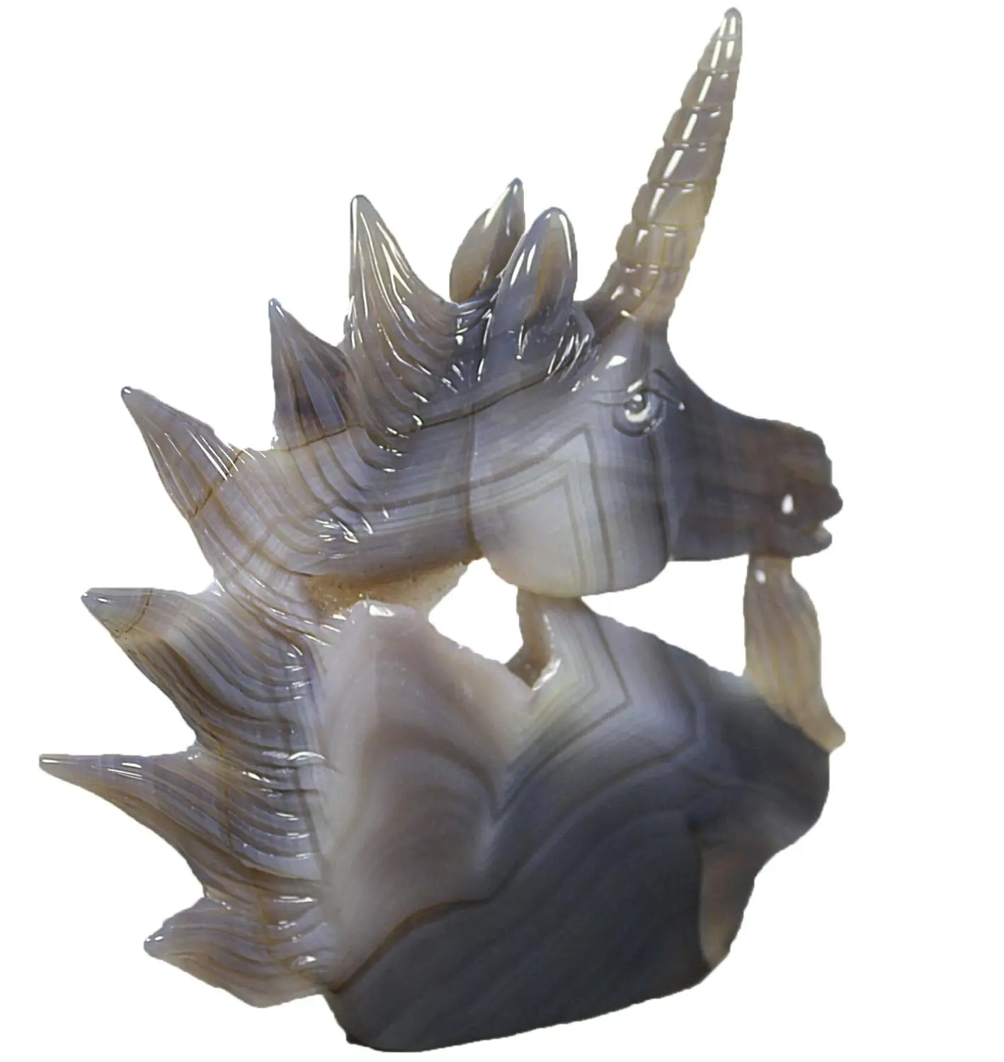Natural Agate Geode Unicorn Figurine Carving Quartz Crystal Horse Skull Healing Crystal Stone Realistic Cute Animal Home Decora