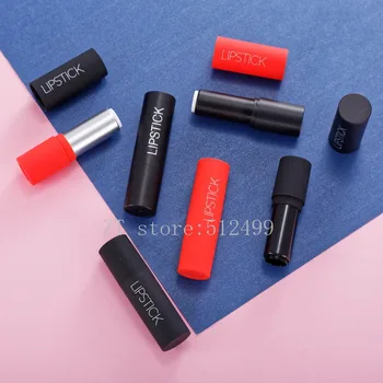 

10/30/50pcs Matte Black Red Round Empty Lipstick Tube Lip Balm Container Refillable Cosmetics Shell Packaging 12.1mm Homemade