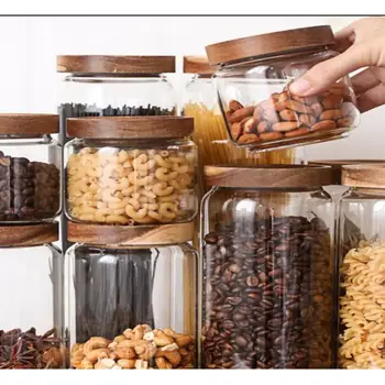 

Glass Storage Bottles Jar With Cover Kitchen Food Storage Bottles Mason Spice Jars Candy Storage Bank Box Kitchen Storage Can