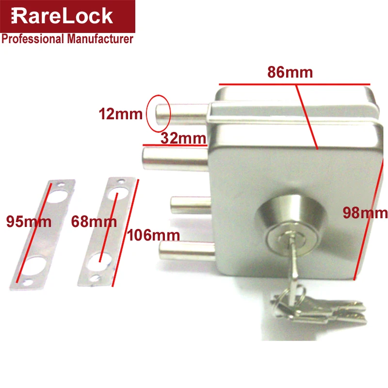 Rarelock стеклянный дверной замок из нержавеющей стали 3 латунный ключ для офиса Kichen Intenior дверь анти-theaf замок MMS111 aa