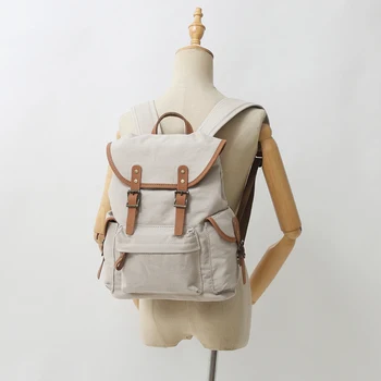 

Handmade thick canvas backpack casual men handbag solid color classic female travel bag school bag