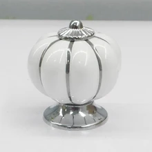 10 шт белый круглый керамический тыквенный шкаф и мебельные ручки хромированные ручки Готовая база ручки ящика Дверная фурнитура Ручка