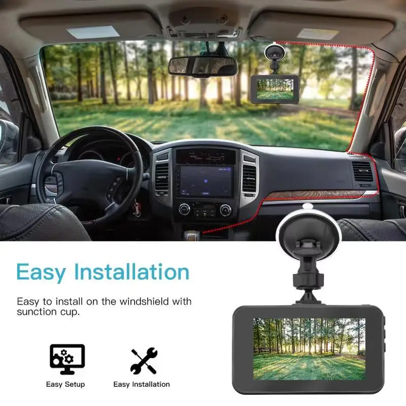 Видеорегистратор для автомобиля 3,0 дюймов ips Full HD 1296P с сенсорным экраном, видеорегистратор для автомобиля