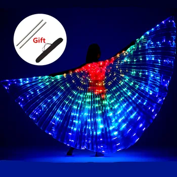 LED 날개 밸리 댄스 이시스 날개 여성 어린이 밸리 댄스 의상, 형광 나비 날개, LED 의상 램프 소품 무대