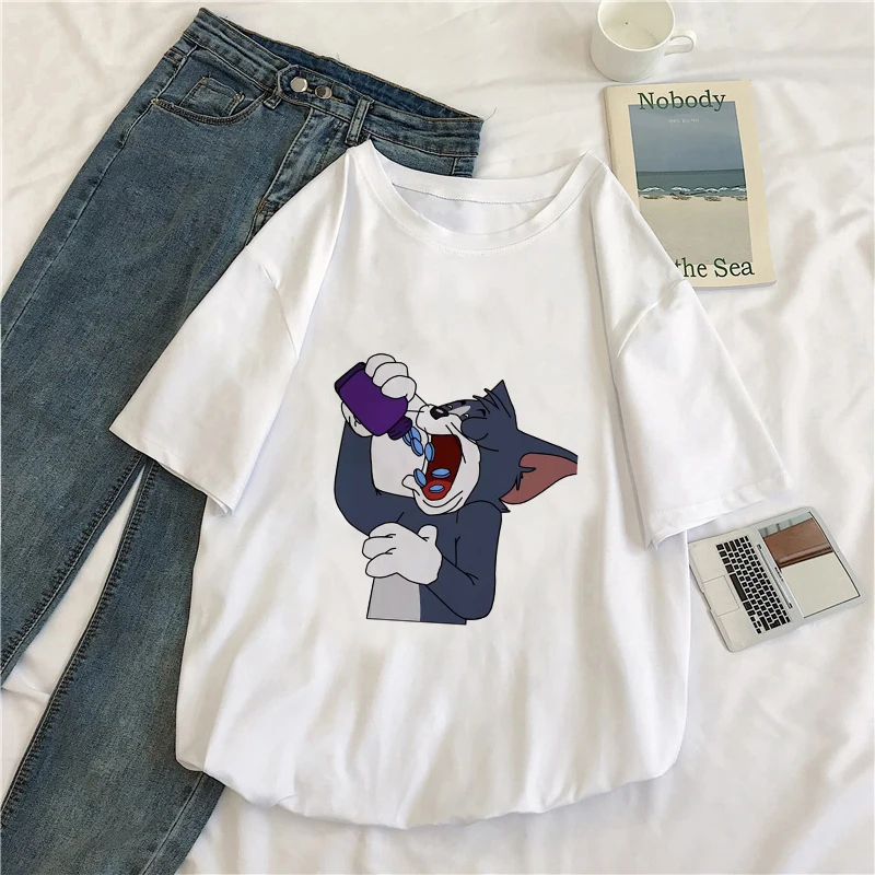 Harajuku/S-XXL свободная повседневная женская футболка с коротким рукавом и принтом