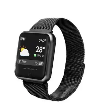BLACK STEEL Фитнес-браслет P68 ip68 Водонепроницаемый для apple watch xiaomi ios Android с монитором сердечного ритма Смарт-браслет для iphone - Цвет: BLACK STEEL