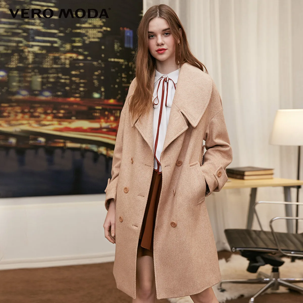 Vero Moda женское двубортное пальто с лацканами | 318327565 - Color: Caramel camel s