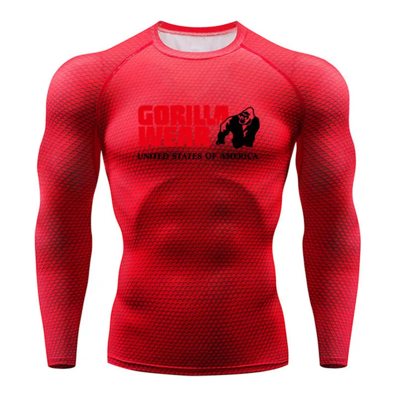 Спортивная мужская футболка для бега Gorilla, спортивная одежда со змеей, топ для фитнеса, Рашгард, одежда для футбола, быстросохнущая спортивная мужская рубашка