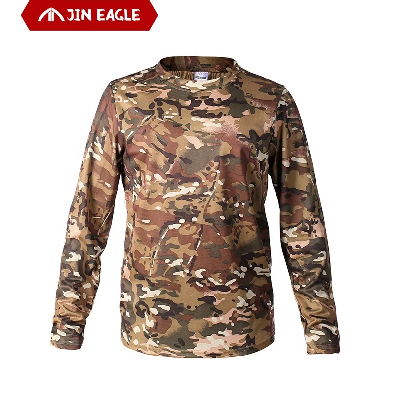 

Men Long Sleeve T-Shirt Military Camouflage Quick Dry Round Neck Tactical T Shrit Camping Hunting Hiking Sport Breathable Shirt