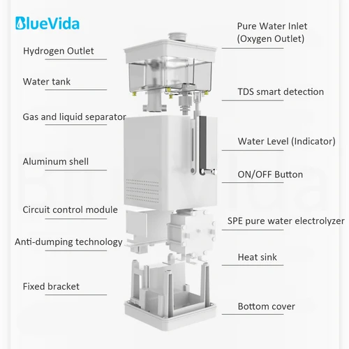 BlueVida 150ml 대용량 수소 흡입기 99.9% 순수 H2 흡입 발생기 호흡 및 음료 모두 저소음-수소 스틱 3