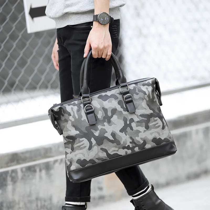 

Men PU Leather Camouflage Briefcase Business Handbag Messenger Bags Male Vintage Shoulder Bag Men's Briefcase Business Handbag