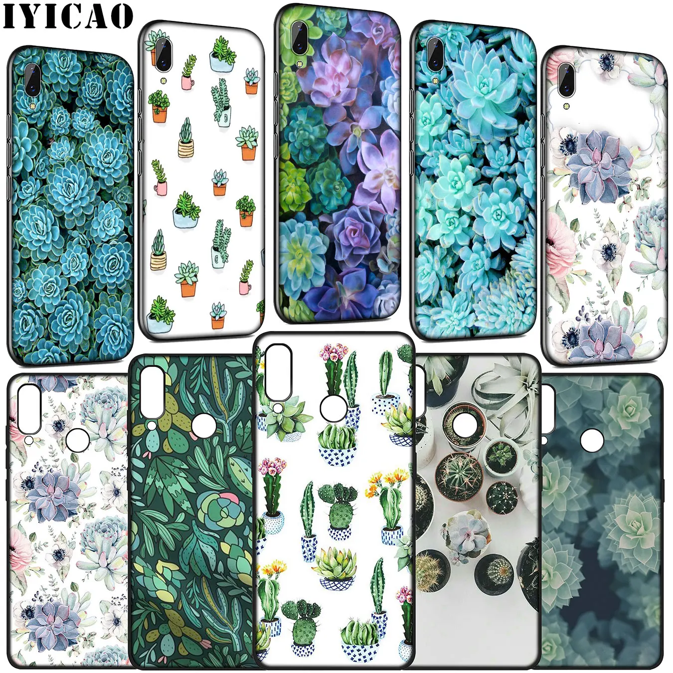 IYICAO красивый мягкий силиконовый чехол для суккулентов Huawei Y9 Y7 Y6 Prime 2019 Honor 20 10 9 9X 8C