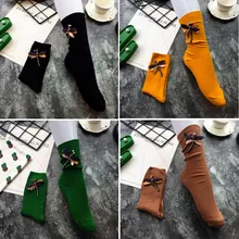 Женские носки в стиле Харадзюку, модные, ручной работы, украшение в виде стрекозы, дышащие, впитывающие пот, Осень-зима, удобный высококачественный носок