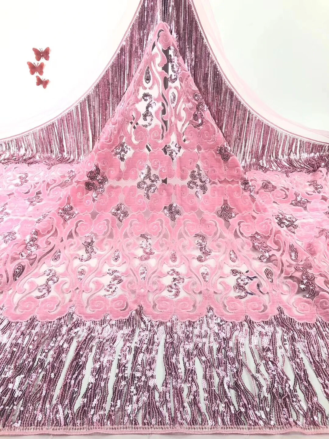 

Latest Nigerian French Sequin Lace Fabric Embroidered African Lace Fabric 2020 High Quality Lace Fabric FJ3585
