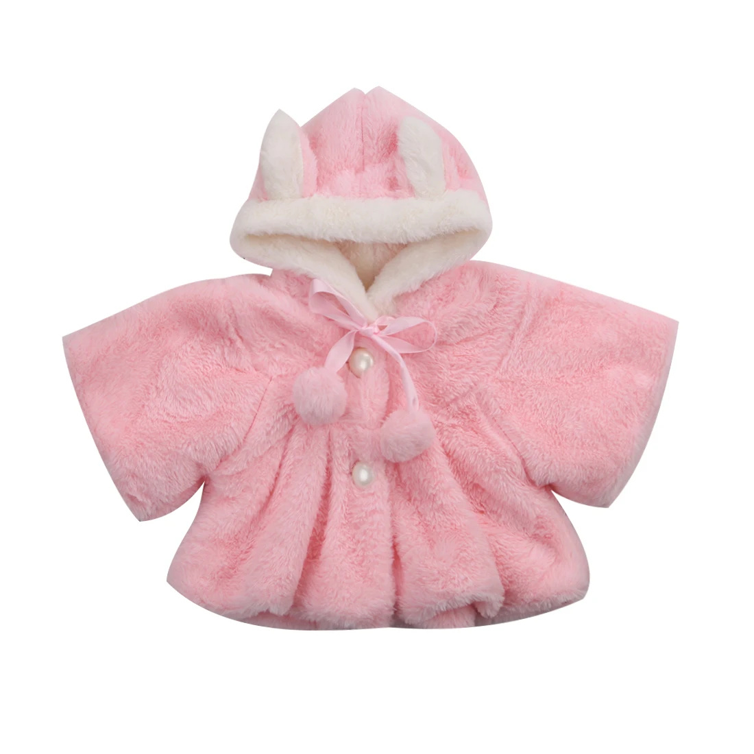 Goocheer/зимняя одежда для маленьких девочек пальто с искусственным мехом для младенцев теплая детская куртка с заячьими ушками Рождественский зимний костюм, верхняя одежда для детей - Цвет: Розовый
