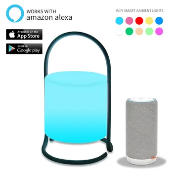 

wifi smart led lamp hand-held portable lights MP APP control rechargeable 10-color LED light works with alexa google assistant