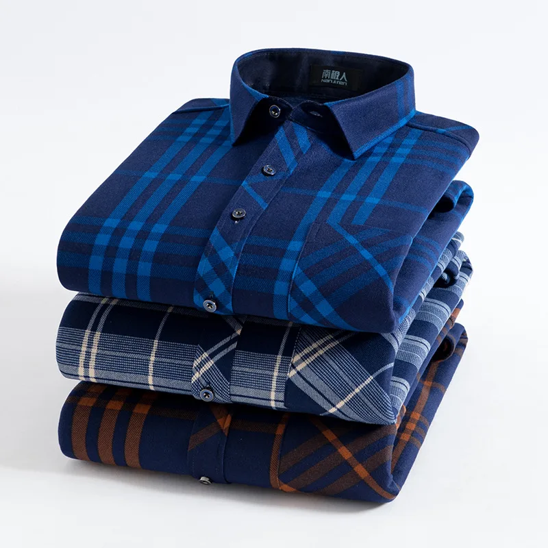Новое поступление Высококачественная теплая Клетчатая Мужская рубашка Camisa Masculina с длинным рукавом из плотного бархата