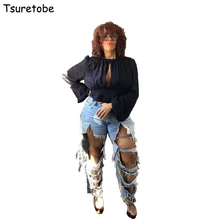 Tsuretobe размера плюс, сексуальные рваные джинсы, женские повседневные джинсы с высокой талией, уличная одежда, джинсовые прямые штаны, свободные Джинсы бойфренда