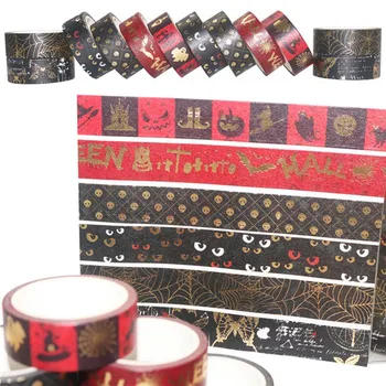 

6PCS Decorative Christmas And Halloween Washi Tape Set DIY Scrapbooking Planner Adhesive Masking Tape Stationery