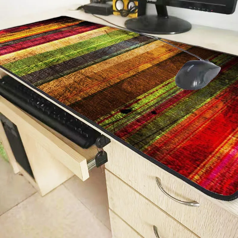 Mairuige Colorful Wood Large Gaming Mouse Pad Lockedge Mouse Mat Keyboard Mat Table Mat Desk Mat Fo
