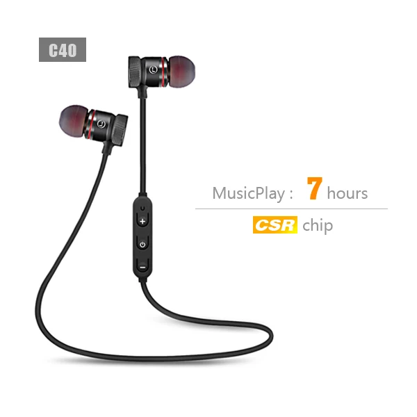 C40 Bluetooth наушники беспроводные для гарнитуры weatproof Спорт Android Магнитный стерео микрофон bluetooth с - Цвет: C40-6